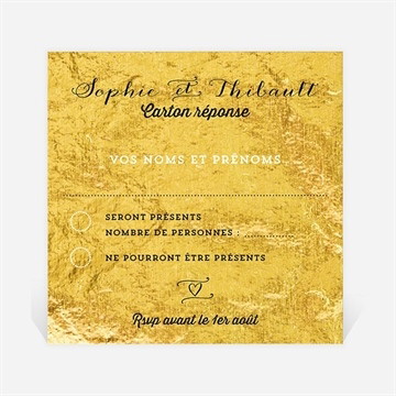 Carton réponse anniversaire de mariage a la feuille d'or