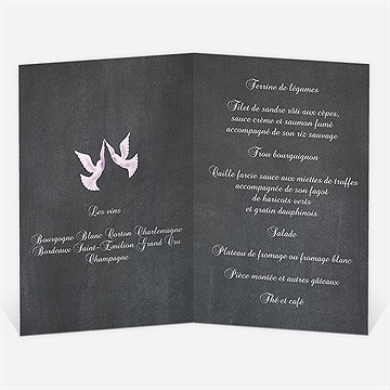 Menu anniversaire de mariage symboles de notre amour - Menu ouvert