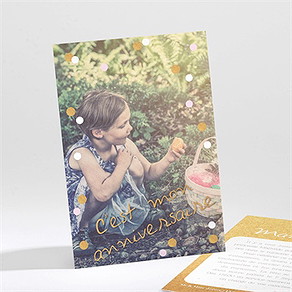 Invitation anniversaire paillettes et photo