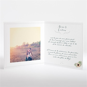 Faire-part mariage champêtre et original - Intérieur du faire-part