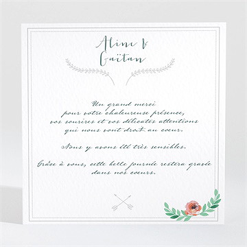 Remerciement mariage champêtre et original - Dos de la carte