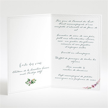 Menu mariage champêtre et original - Intérieur du menu