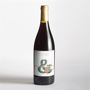 Etiquette de bouteille mariage champêtre et original - Mise en situation