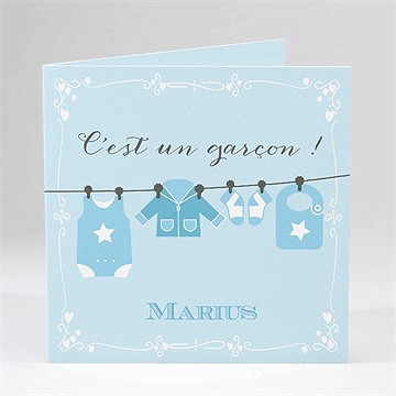 Faire-part naissance fil à linge garçon