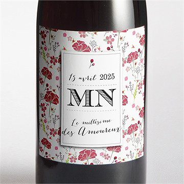 Etiquette de bouteille mariage motifs liberty