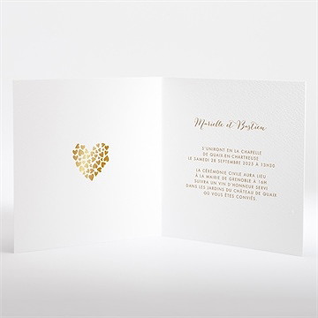 Faire-part mariage coeur doré - Intérieur du faire-part