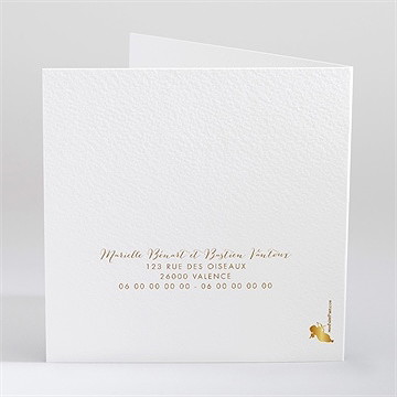 Faire-part mariage coeur doré - Dos du faire-part