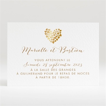 Carton d'invitation mariage coeur doré