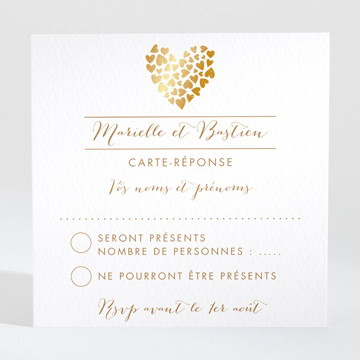 Carton réponse mariage coeur doré