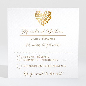 Carton réponse mariage coeur doré