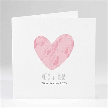 Faire-part mariage coeur et initiales