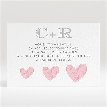 Carton d'invitation mariage coeur et initiales