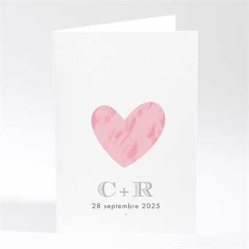 Menu mariage coeur et initiales