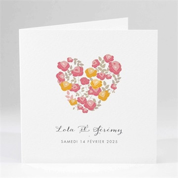 Faire-part mariage un coeur en fleurs
