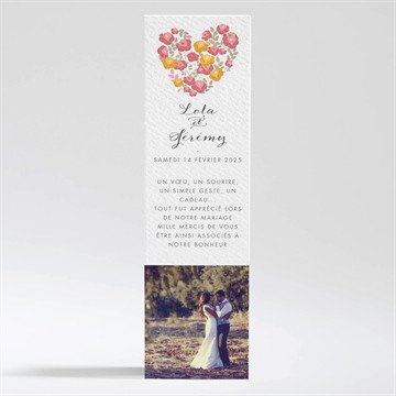 Remerciement mariage un coeur en fleurs