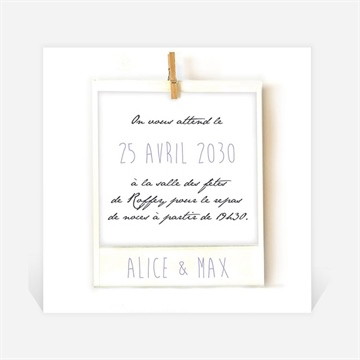 Carton d'invitation mariage photo polaroid