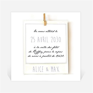 Carton d'invitation mariage photo polaroid