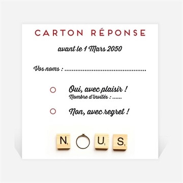 Carton réponse mariage jeux vintage