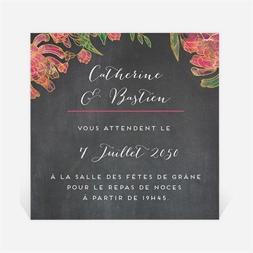 Carton d'invitation mariage ardoise romantique