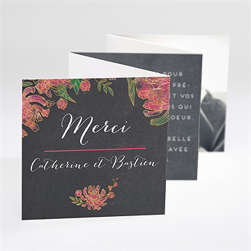 Remerciement mariage ardoise romantique