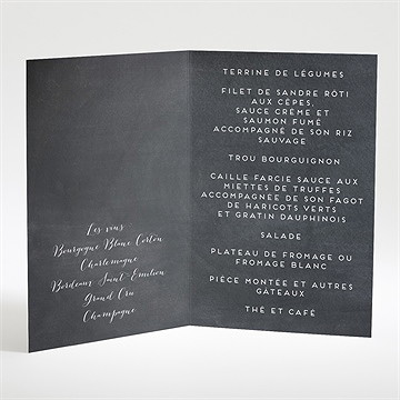 Menu mariage ardoise romantique - Menu ouvert