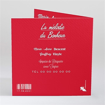 Faire-part mariage la mélodie du bonheur - Dos du faire-part