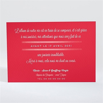 Remerciement mariage la mélodie du bonheur - Dos du faire-part