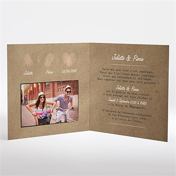 Faire-part mariage nos empreintes - Intérieur du faire-part