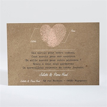 Remerciement mariage nos empreintes - Dos de la carte