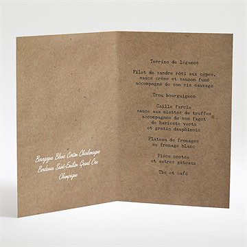 Menu mariage nos empreintes - Intérieur du menu