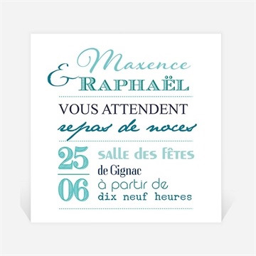 Carton d'invitation mariage jeu de typographies
