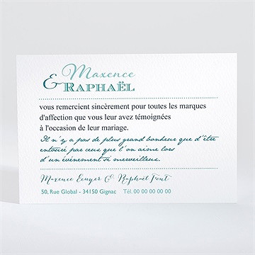 Remerciement mariage jeu de typographies - Dos du faire-part