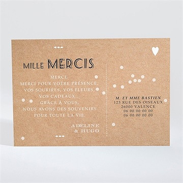 Remerciement mariage petite cocotte - Dos de la carte