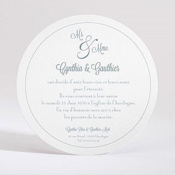 Faire-part mariage mr & mme - Dos du faire-part