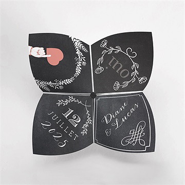 Faire-part mariage retro original - Vue du dessus