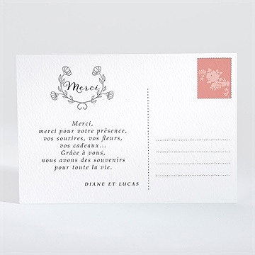 Remerciement mariage retro original - Dos du faire-part