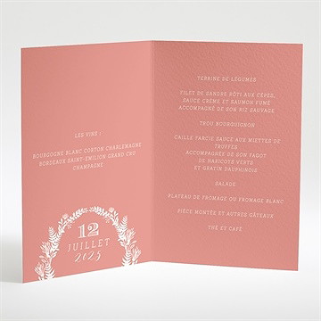 Menu mariage retro original - Intérieur du menu