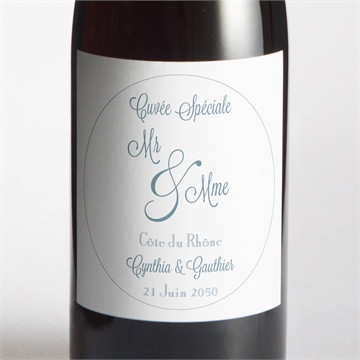 Etiquette de bouteille mariage mr & mme