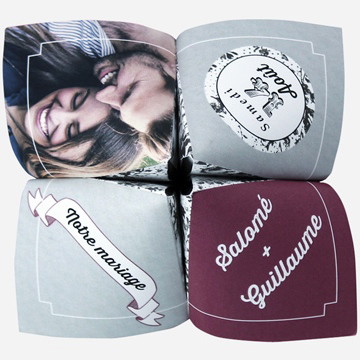 Faire-part mariage gris et violet photo