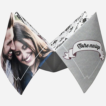 Faire-part mariage gris et violet photo - Vue de côté 1