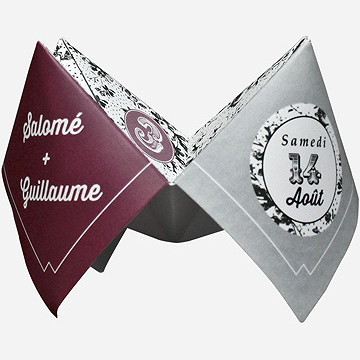 Faire-part mariage gris et violet photo - Vue de côté 2