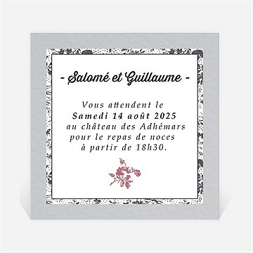 Carton d'invitation mariage gris et violet photo