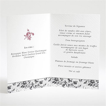 Menu mariage gris et violet photo - Menu ouvert