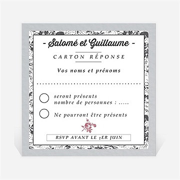 Carton réponse mariage gris et violet photo