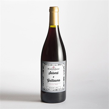 Etiquette de bouteille mariage gris et violet photo - Mise en situation