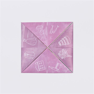 Faire-part mariage multi facettes - Intérieur de la cocotte pliée