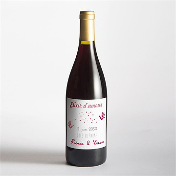 Etiquette de bouteille mariage un air de vacances - Mise en situation