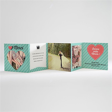 Remerciement mariage coeurs roses photo - Carte ouverte