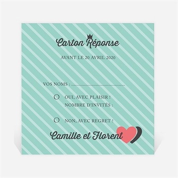 Carton réponse mariage coeurs roses photo