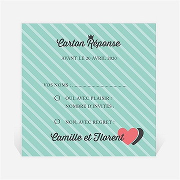 Carton réponse mariage coeurs roses photo